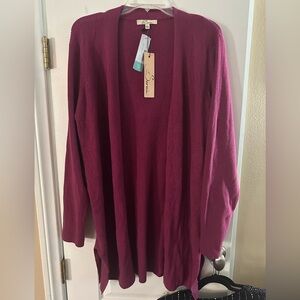 Burgundy Long Sleeve Cardigan